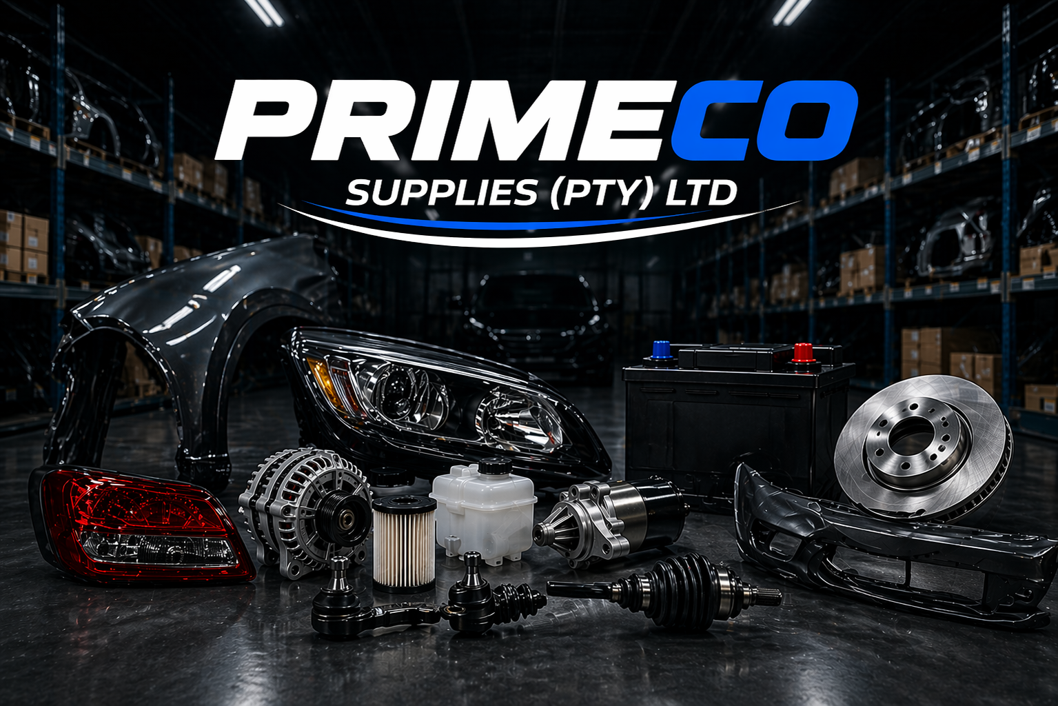 Primeco automotive parts, battery, lights and workshop components